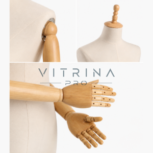 Mannequin de couture femme avec bras articulés en bois pour atelier de couture et boutique