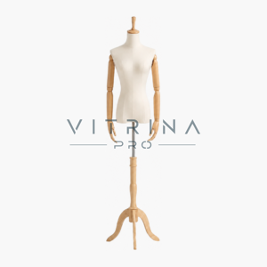 Mannequin de couture femme avec bras articulés en bois pour atelier de couture et boutique