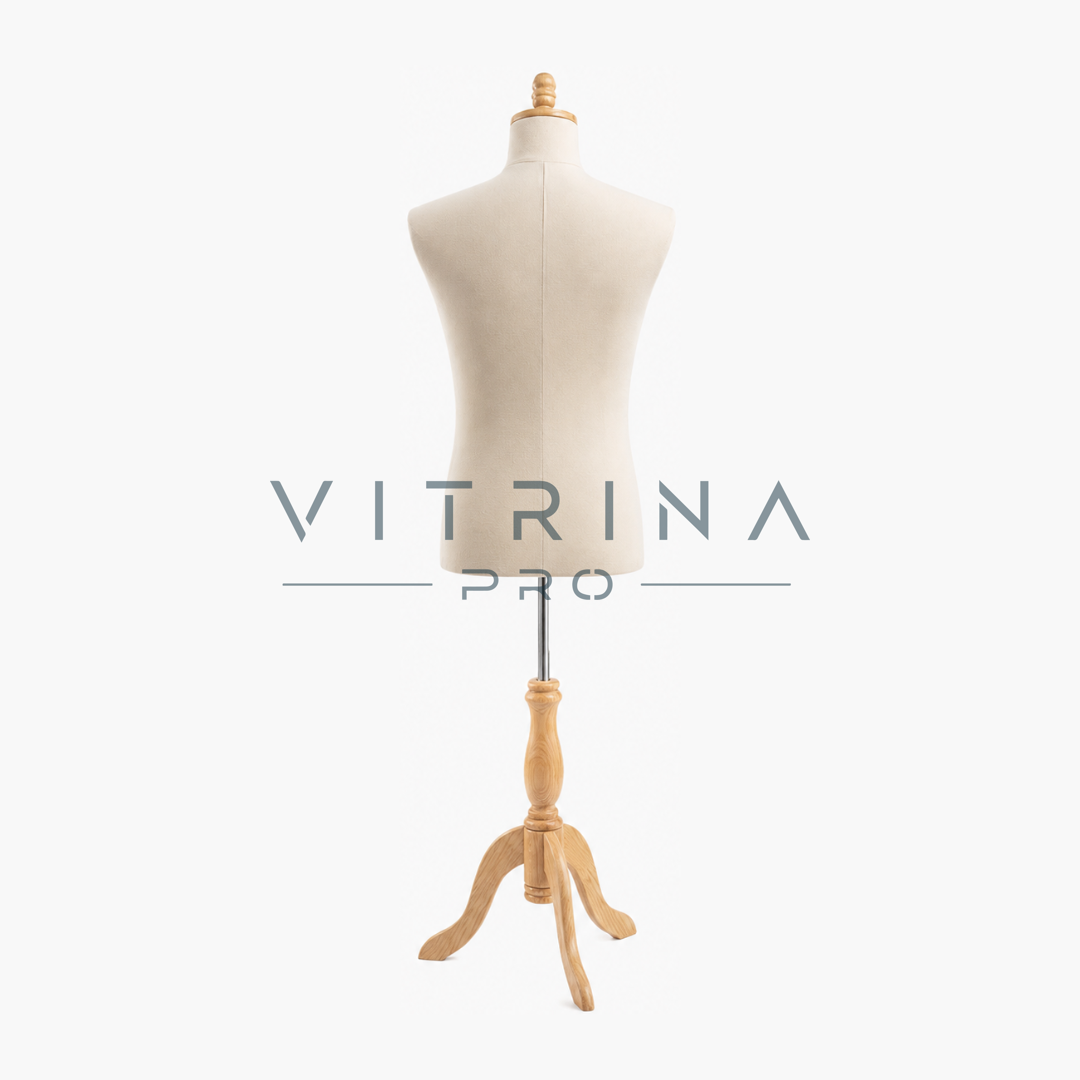 Mannequin de couture professionnel homme avec support en bois pour atelier de couture et boutique
