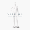 Mannequin femme en plastique blanc brillant avec support métallique pour boutique et vitrine