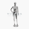 Mannequin femme en plastique chrome brillant avec support métallique effet miroir