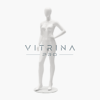 Mannequin femme en polyester blanc brillant avec support métallique pour boutique et vitrine