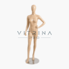 Mannequin femme en polyester couleur chair brillant avec support métallique pour boutique et vitrine