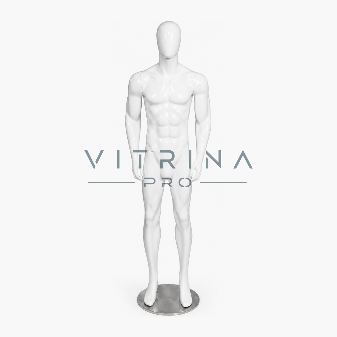 Mannequin homme en polyester premium avec support métallique pour boutique et vitrine