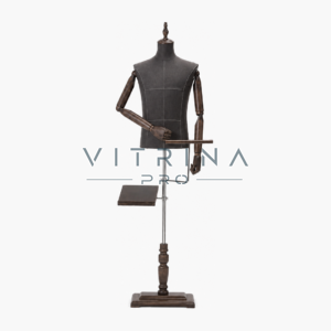 Alternative view of Mannequin Homme en Lin avec Bras en Bois – Présentoir Demi-Corps