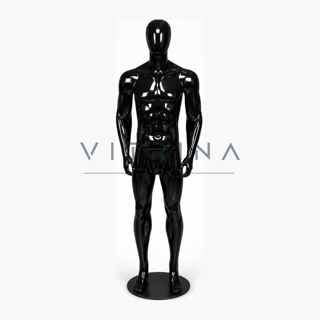 Mannequin homme en polyester premium avec support métallique pour boutique et vitrine