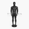 Mannequin homme en polyester noir mat premium avec support métallique pour boutique et vitrine