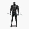 Mannequin professionnel homme noir mat avec socle métallique