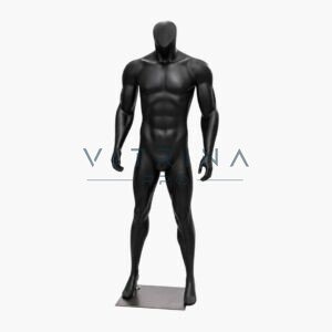 Mannequin professionnel homme noir mat avec socle métallique