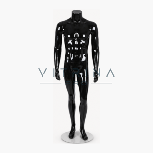 Mannequin homme sans tête en polyester premium noir avec support métallique