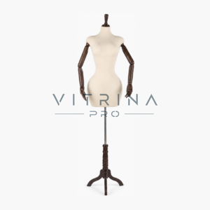 Mannequin homme en lin avec bras en bois pour boutique, vitrine et showroom