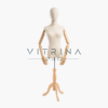 Mannequin torse femme avec tête et trépied en bois pour boutique et vitrine