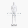 Mannequin vitrine femme en plastique blanc avec support métallique pour boutique et showroom
