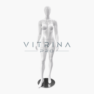 Mannequin vitrine femme en polyester blanc avec support métallique pour boutique et showroom