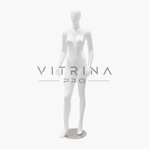 Mannequin vitrine femme en polyester blanc avec support métallique pour boutique et showroom