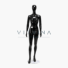 Mannequin vitrine femme en polyester noir avec support métallique pour boutique et showroom