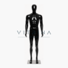 Mannequin vitrine homme premium en plastique mat noir avec support métallique