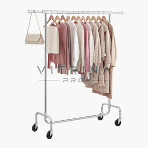 Portant en acier chromé réglable pour vêtements professionnels