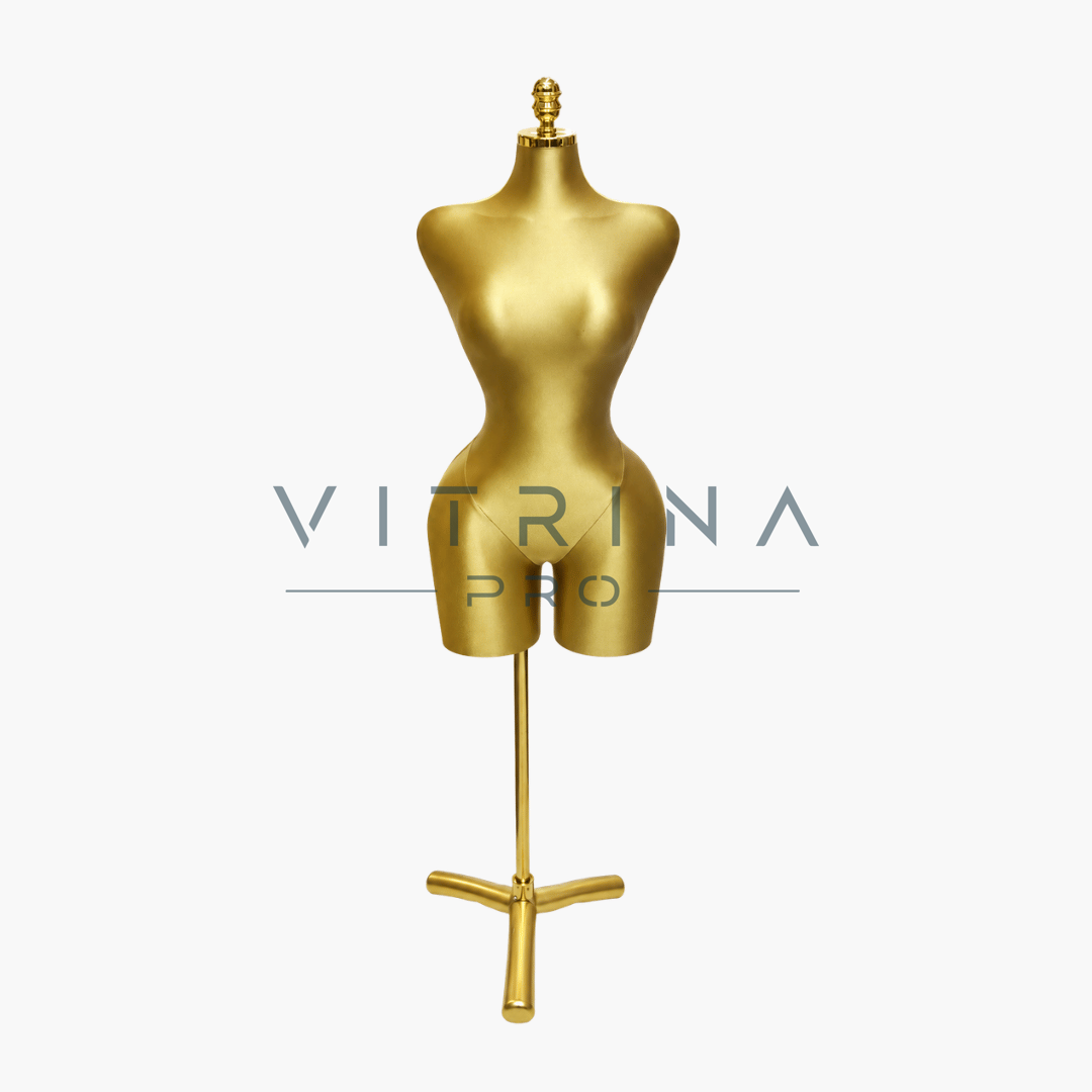 Buste de couture femme or brillant avec trépied design