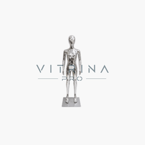 Mannequin de vitrine enfant argent chrome 110 cm
