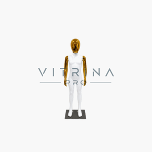 Mannequin de vitrine enfant blanc laqué doré 110 cm