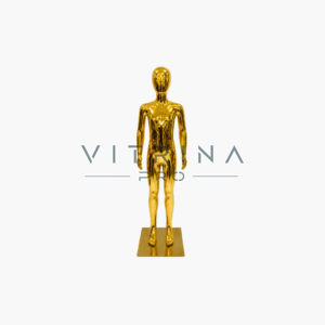 Mannequin de vitrine enfant doré chrome 110 cm