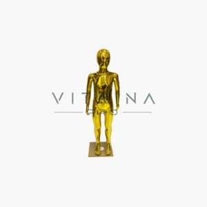 Mannequin de vitrine enfant doré jaune chrome 110 cm