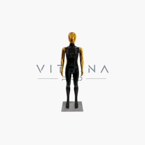 Mannequin de vitrine enfant noir laqué doré 110 cm