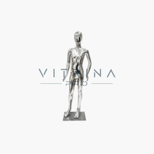 Mannequin de vitrine enfant argent chrome 140 cm