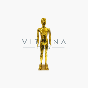Mannequin de vitrine enfant doré jaune chrome 140 cm