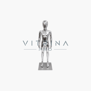 Mannequin de vitrine enfant argent chrome 90 cm