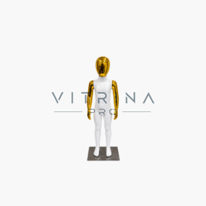 Mannequin de Vitrine Enfant Blanc Laqué Doré 90 cm