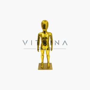 Mannequin de vitrine enfant doré jaune chrome 90 cm