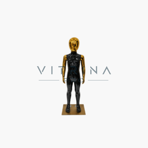Mannequin de vitrine enfant noir laqué doré 90 cm