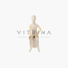 Mannequin de vitrine enfant assis couture 130 cm en lin beige