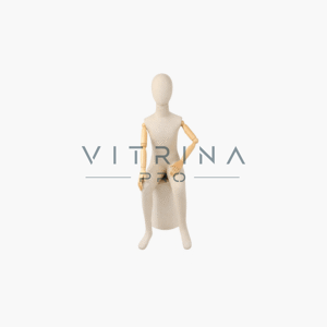Mannequin de vitrine enfant assis couture 130 cm en lin beige