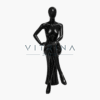 Mannequin de vitrine femme assis noir en polyester laqué