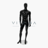 Mannequin de vitrine homme athlétique noir à tête striée