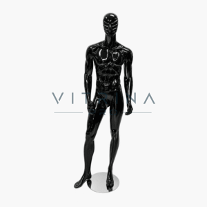 Mannequin de vitrine homme athlétique noir à tête striée
