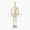 Mannequin de vitrine homme en lin beige avec bras articulés en bois