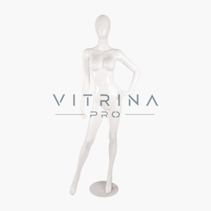 Mannequin de vitrine femme blanc laqué en polystyrène