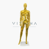 Mannequin de vitrine femme doré chrome en polyester