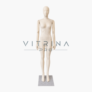 Mannequin de vitrine femme haute couture en lin beige