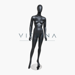 Mannequin de vitrine femme noir mat légèrement déhanché