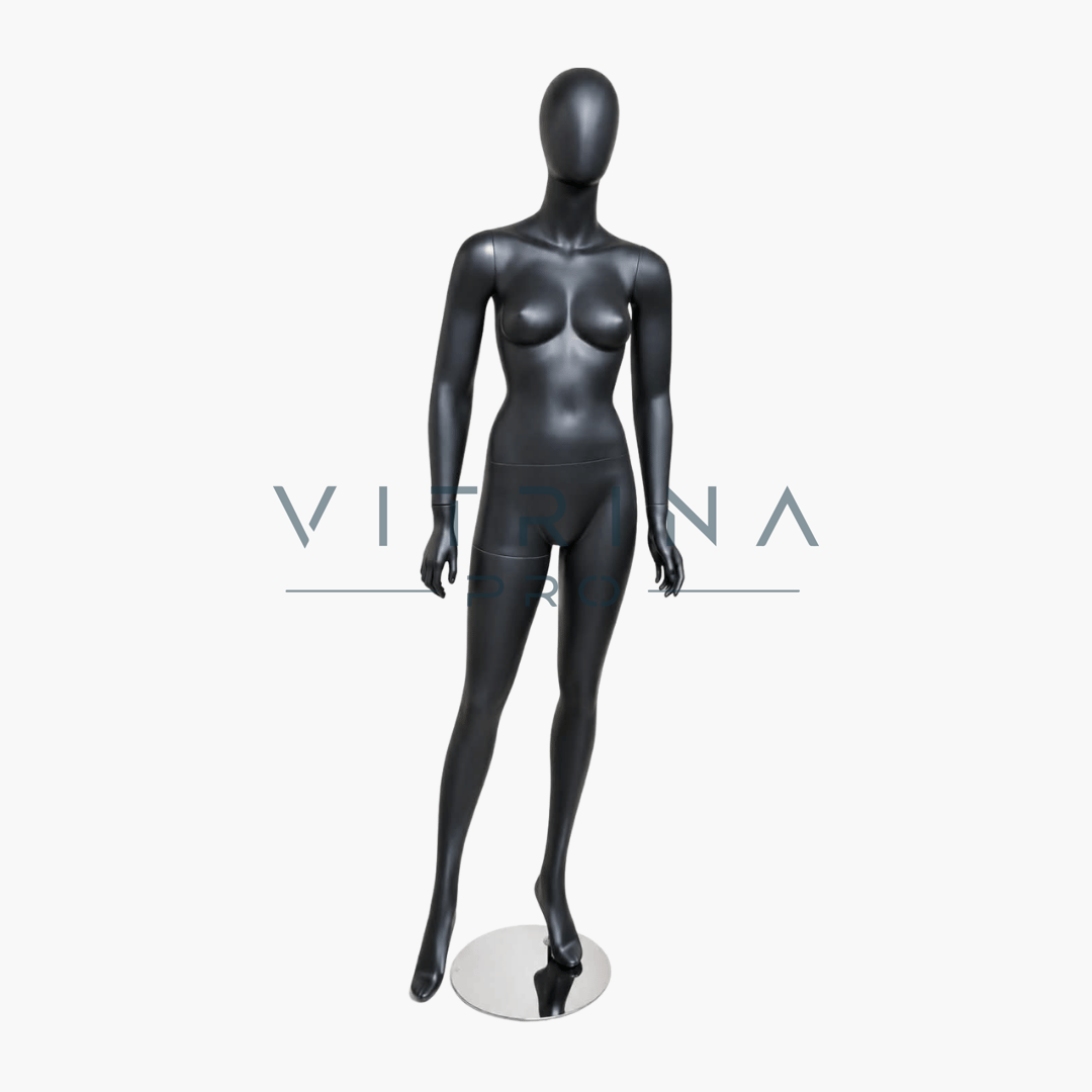 Mannequin de vitrine femme noir mat légèrement déhanché