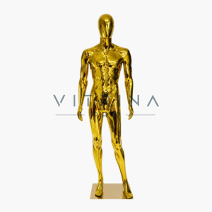 Mannequin de vitrine homme athlétique en plastique doré chrome