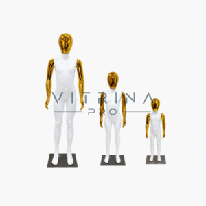 Mannequins de vitrine enfant blanc laqué doré 90 110 et 140 cm