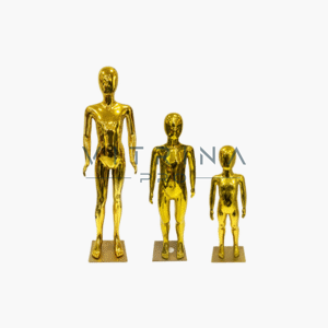 Mannequins de vitrine enfant doré jaune chrome 90 110 et 140 cm