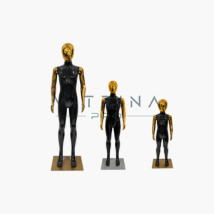 Mannequins de vitrine enfant noir laqué doré 90 110 et 140 cm