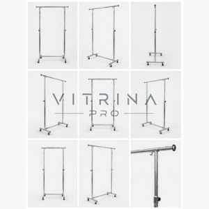 Portant simple barre chromé extensible et réglable pour vêtements